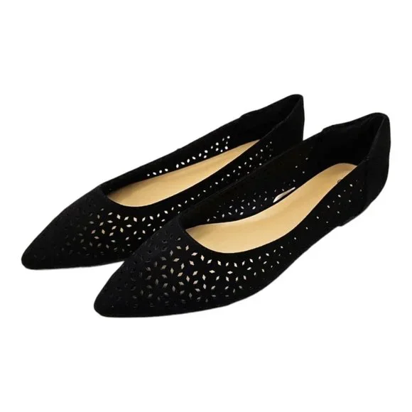 Women's Pointed Toe Ballet Flats Casual Soft Slip On Classic Shoes Black size 7 - Picture 2 of 12